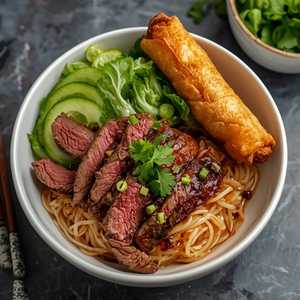 B4A Bún bò nướng, chả giò