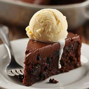 Fudge Cake With Vanilla Ice Cream