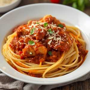 Spaghetti With Chicken And Meat Sauce