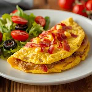 Canadian Omelette Cheddar Cheese And Bacon